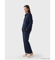 LCW Modest Lacivert Beli Lastikli Kadın %100 Keten Pantolon