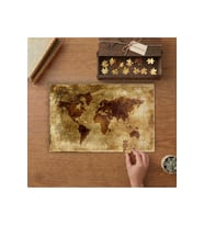 Eski Dünya Haritası Tasarımı 240 parça Ahşap Puzzle Ahşap Kutuda MP06825