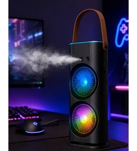 RGB Işıklı Spreyli Masa Fanı Çift Motorlu Güçlü Üflemeli Taşınabilir Fan