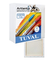 Tuval 10x10 Astarlı Kare Mini Tuval 4 Adet Resim Tuvali 10*10 Tual Akrilik Boya Yağlı Boya İçin İdeal (Beyaz)