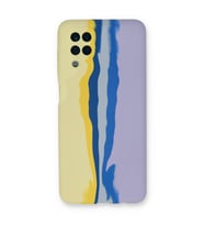 Galaxy A22 Kılıf Ebruli Lansman Silikon - Sarı-Lila