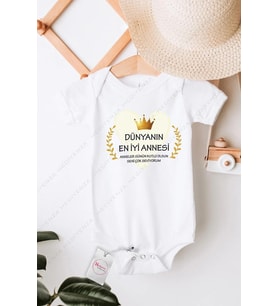 Dünyanın En İyi Annesi Anneler Günü Özel Tasarım Bebek Zıbın Pamuklu Çıtçıtlı Body