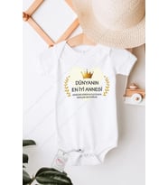 Dünyanın En İyi Annesi Anneler Günü Özel Tasarım Bebek Zıbın Pamuklu Çıtçıtlı Body