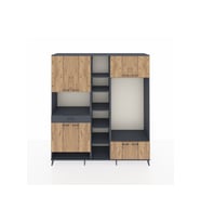 Hyperion Dolap 12 Raflı Tek Çekmeceli 8 Kapaklı 220x44x243 Antrasit-Çam/Antrasit