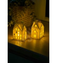 Kış Temalı Tealight Mumluk Seti, Tavşan Figürlü 2'li Dekorasyon Hediye