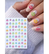 Lexroo Renkli Karikatür Göz ve Ağız Desenli Tırnak Sticker, Nail Art Süsleme