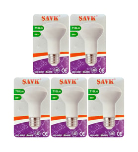 (5 Adet) Şavk 8W (54W) Sarı Işık (3000K) E27 Duylu (Kalın Duy) Led R63 Ampul