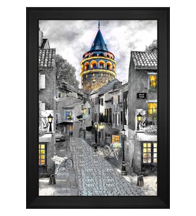 Manzara Temalı Kanvas Tablo 80 x 110 cm Siyah Çerçeve