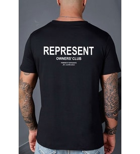 Unisex Represent  Baskılı T-shirt (Siyah)