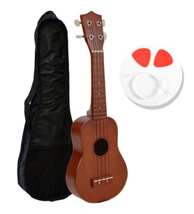Manuel Raymond KA325BRN Soprano Ukulele Seti (Kahve)  Doğal Ahşap Görünüm Naylon Tel