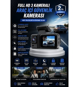 1080P 3 Kameralı WiFi Destekli Araç Kamerası Park Modlu