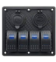 SWITCH PANEL 4 LÜ 12V,USB (L6S3)120*130mm