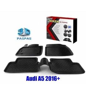 Audi A5 Havuzlu 3D Paspas Niken Siyah 2016 Sonrası