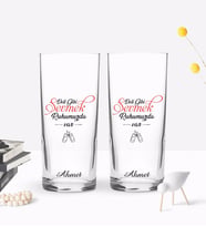 BK Gift Kişiye Özel Renkli Baskılı Deli Gibi Sevmek Tasarımlı İkili Rakı Bardağı Seti-1 (Beyaz)