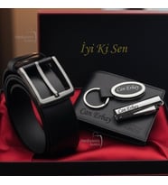 İsme Özel Hakiki Deri Cüzdan Kemer Clipper Çakmak Sevgiliye Arkadaşa Babaya Özel Premium Kombin