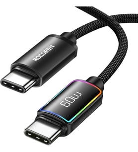 60W Type-C to Type-C RGB Aydınlatmalı Örgülü Şarj ve Data Kablosu 2 Metre
