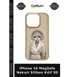 iPhone 16 MagSafe Nakışlı Silikon Kılıf 3D Kedi Desenli Mobil Aksesuar Cihaz Kapağı