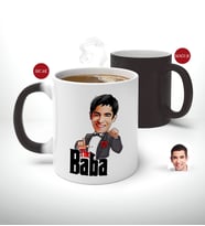 BK Gift Kişiye Özel Babalar Günü Hediyesi Godfather Baba Karikatürlü Sihirli Kupa Bardak-7 (Beyaz)