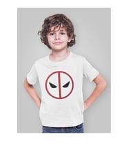 Tasarım Deadpool Maske Baskılı Unisex Film Kahramanı Çocuk Tişört (1-12 Yaş)