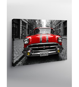 Kanvas Tablo Retro Kırmızı Araba
