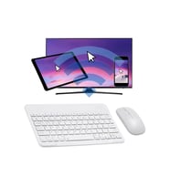 Tüm Cihazlara Uyumlu Akıllı Taşınabilir Şarj Edilebilir Kablosuz Bluetooth Klavye ve Mause Seti (Beyaz)