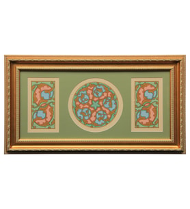 e38 EL İŞÇİLİĞİ ÜÇLÜ RUMİLİ TEZHİP TABLO 45 x 80 cm - 3176