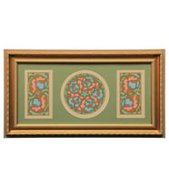 e38 EL İŞÇİLİĞİ ÜÇLÜ RUMİLİ TEZHİP TABLO 45 x 80 cm - 3176