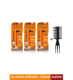 FONTENAY SAÇ ŞEKİLLENDİRİCİ PUDRA TOZ WAX ULTRA STRONG TURUNCU 20GR X3 + ŞEKİL TARAĞI 4'LÜ SET