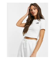The North Face W CROP S/S TEE Kadın T-Shirt NF0A55AOFN41 (Beyaz)