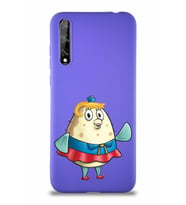 Huawei P Smart S Soft Premier Kapak Bayan Puff Tasarımlı Silikon Kılıf - Mor (Şeffaf)