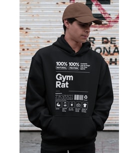Tasarım Gym Rat Bodybuilding Fitness Baskılı Unisex Oversize Sporcu Hoodie