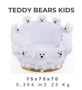 Most Teddy Kids Ayıcıklı Beyaz Peluş Kumaş Döner Berjer (Evinize Teslim) (Pamuk Beyaz)