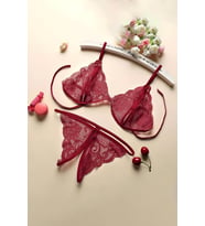 Dantel Fantazi Sütyen Takım (Bordo)