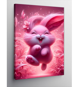 Kanvas Tablo Pembe Tavşan