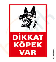 Bizerk Görsel Dikkat Köpek Var Uyarı Levhası İSG İkaz Uyarı Levhası 3mm Dekota UV Baskı-A3