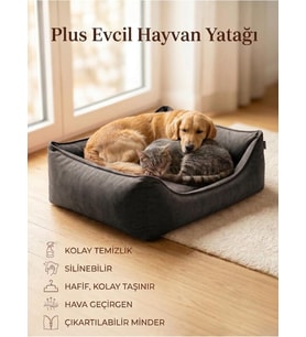 Silinebilir Kedi Köpek Yatağı, Koltuk Kumaşı, Yıkanabilir, Gri, Large