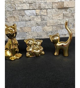 3'lü Kedi Köpek Kalpli Ayıcık Hediyelik Dekoratif Obje