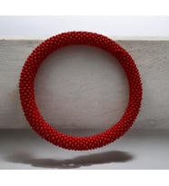 Chibeads Monochrome Spiral Beaded Bracelet (Koyu Kırmızı)