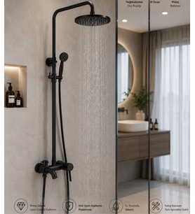 Siyah Modern Banyo Duş Seti