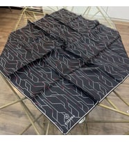 %100 Twill İpek 90x90 Eşarp - 04897 (Siyah-Kırmızı)