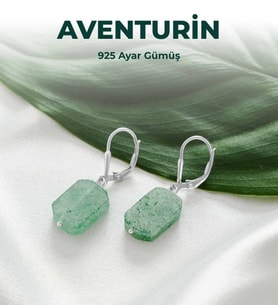 Luxtone Sertifikalı Aventurin 925 Ayar Gümüş Küpe Kadın Takı LX1540KP
