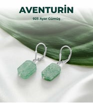 Luxtone Sertifikalı Aventurin 925 Ayar Gümüş Küpe Kadın Takı LX1540KP