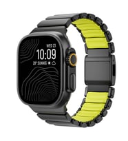 Apple Watch Ultra 49mm Uyumlu Zore KRD-149 Metal Silikon Kordon (Siyah-Yeşil)