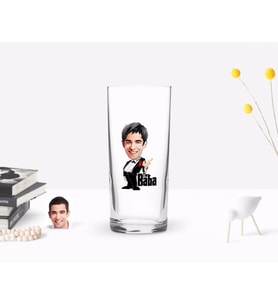 BK Gift Kişiye Özel Renkli Baskılı Godfather Baba Karikatürlü Rakı Bardağı-1 (Beyaz)