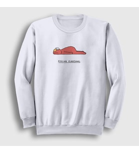 Presmono Unisex Beyaz Feeling Elmotional Sweatshirt 288181tt