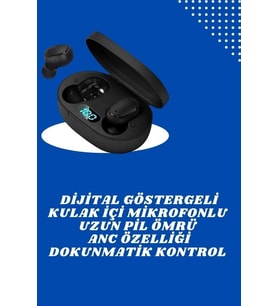 İkili Bluetooth Kulaklık Dijital Göstergeli Uzun Pil Ömrü Yüksek Ses Kaliteli (Çok Renkli)