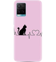 Vivo Y21 Kılıf Resimli Desenli Baskılı Silikon Kılıf Pink Cat Heart 1303