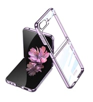 Samsung Galaxy Z Flip 6 Kılıf Full Camlı Şeffaf Kapak (Mor)
