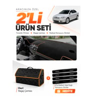 TOYOTA AVENSİS EKRANSIZ T250 (2003-2008) Uyumlu Torpido Örtüsü + Deri Bagaj Çantası Seti - Siyah Kahverengi