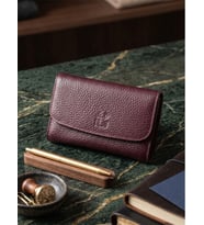 Deerderi Temple Model Hakiki Deri Kadın Cüzdan Mürdüm